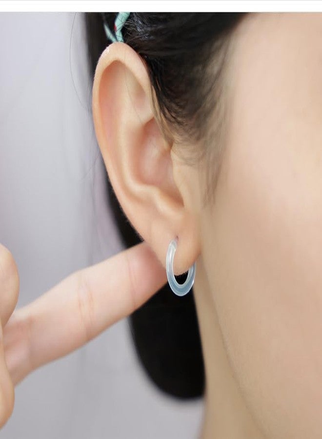 DATOA 12 Pairs Small Clear Plastic Hoop Earrings for Women Colorful Pierced Ear Retainers for Sensitive Ears-A - Image 5